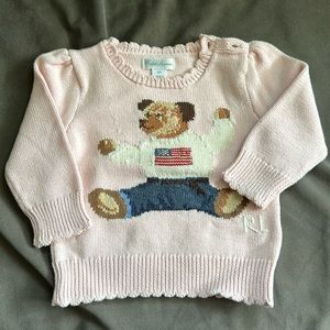 Ralph Lauren Light Pink Teddy Bear Knit Sweater - Kids